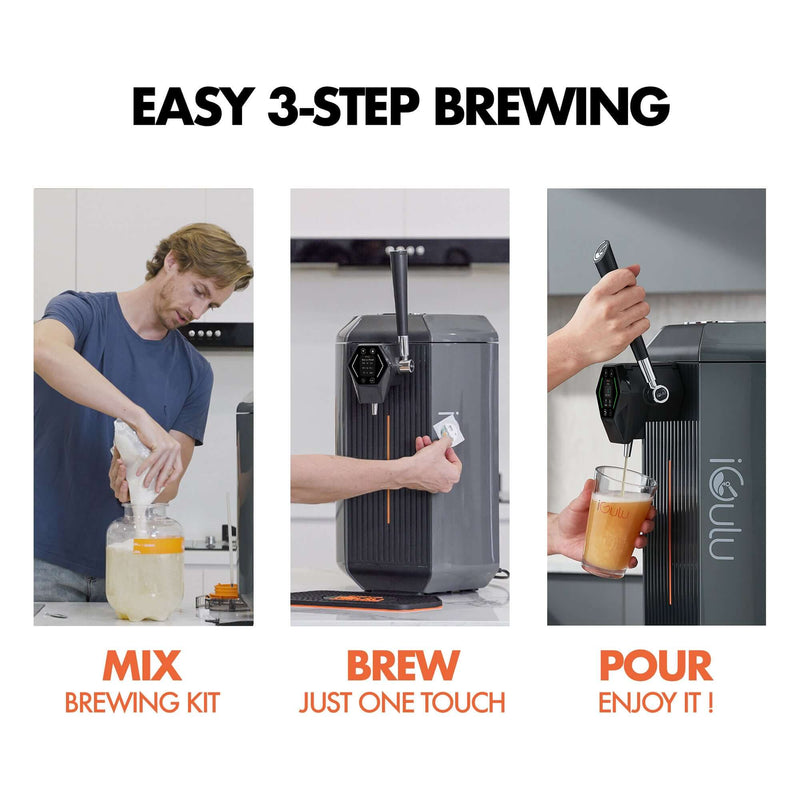 iGulu S1 Cyber Week Starter Home Brewer Smart Bundle showcases easy 3-step brewing: mix, brew, and pour.