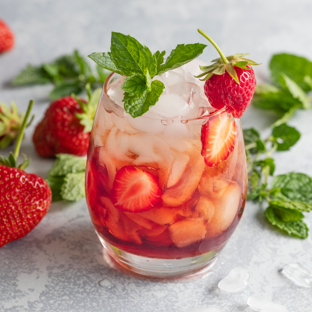 Strawberry Kombucha with strawberries