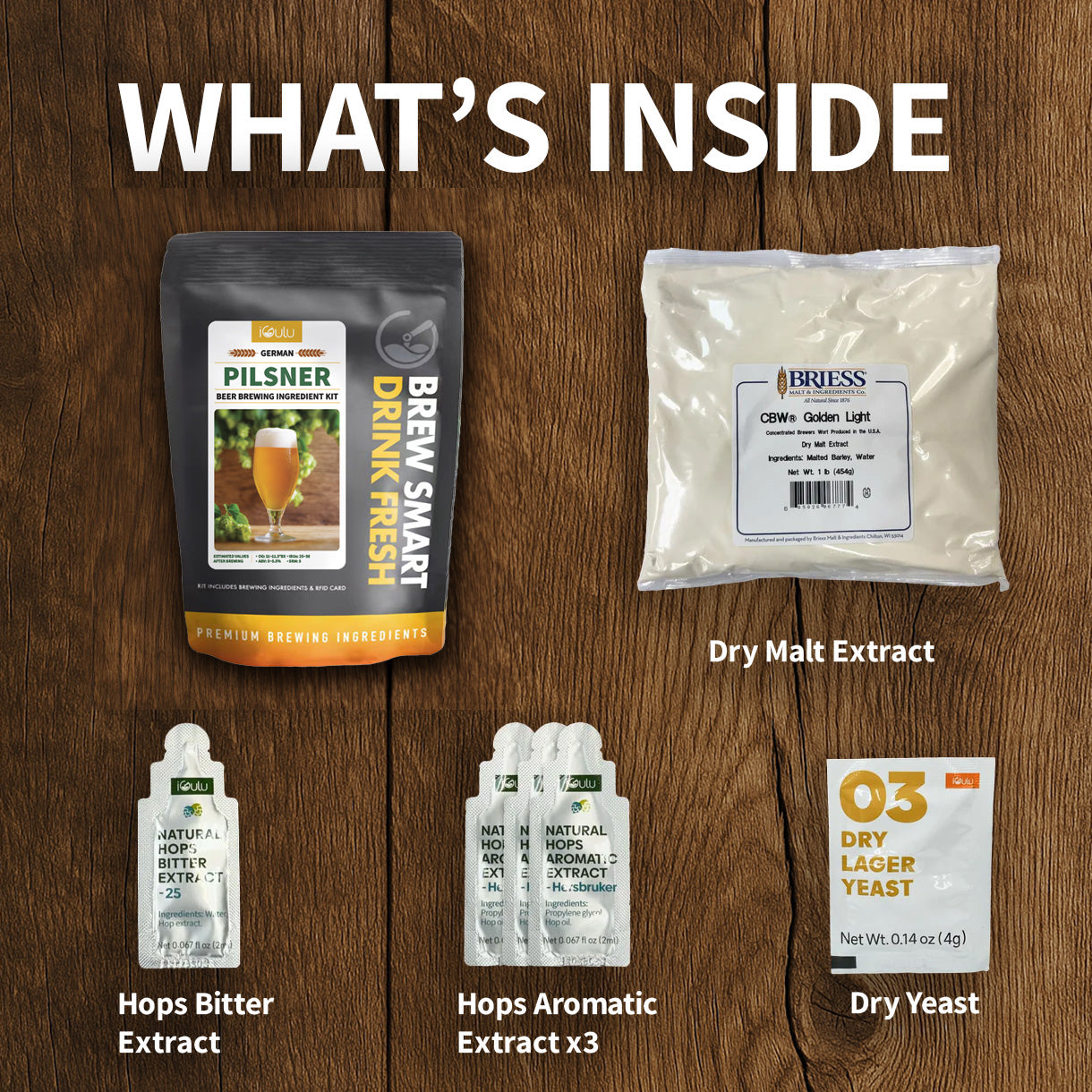 iGulu German Pilsner Beer Brewing Ingredient Kit