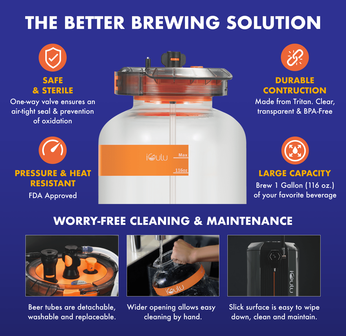 iGulu 1 - Gallon (116 oz.) Tritan Fermentation Keg - iGulu