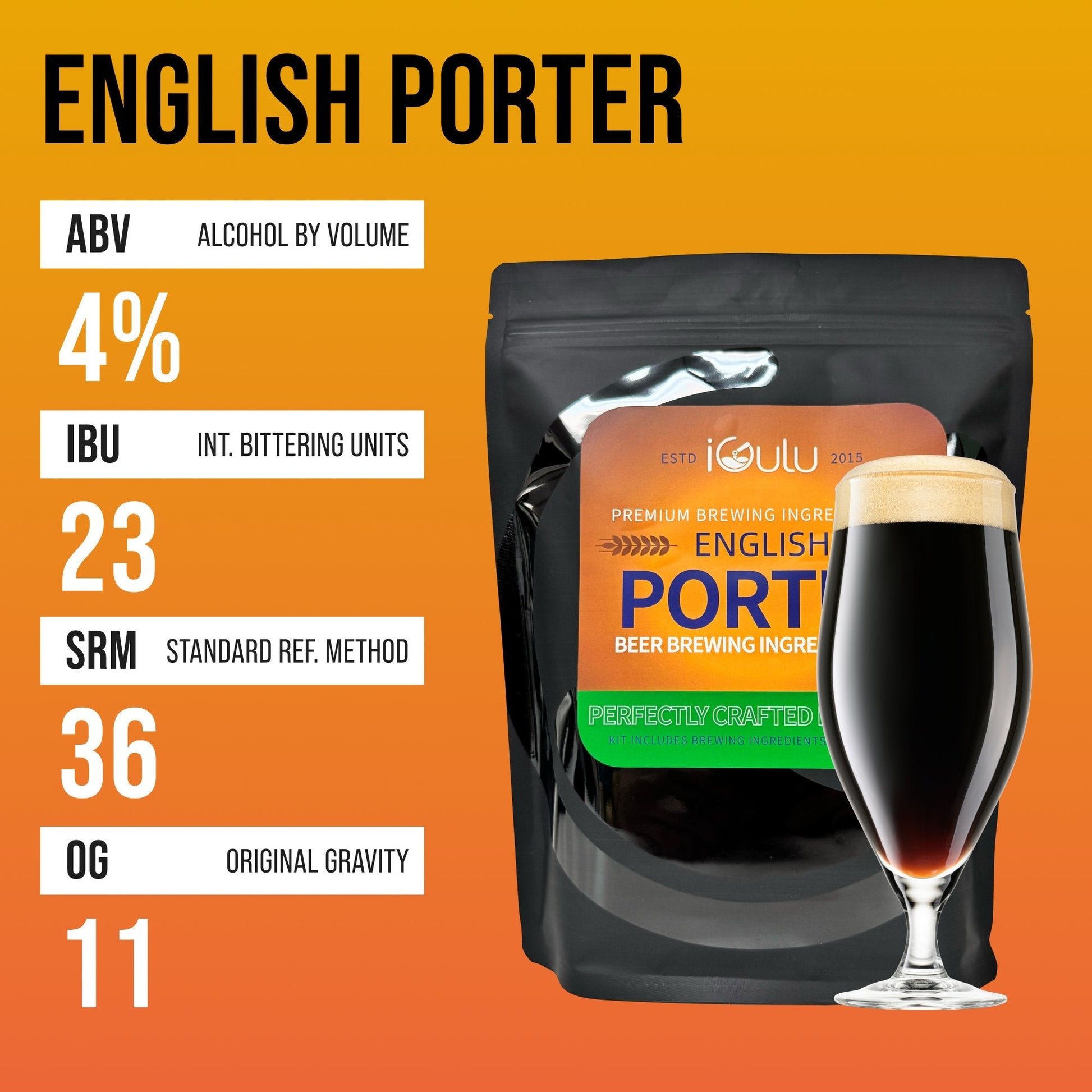 iGulu English Porter Beer Brewing Ingredient Kit - iGulu