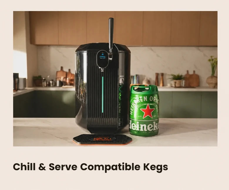 iGulu F2 chilling and serving from a compatible third-party keg